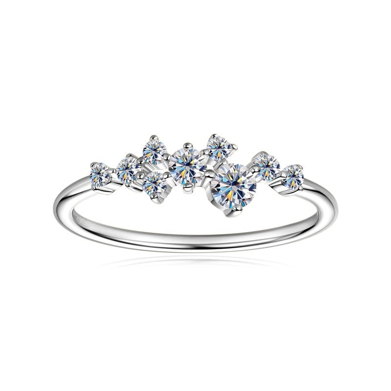 Moissanite Ring Women's Starry Sterling Silver